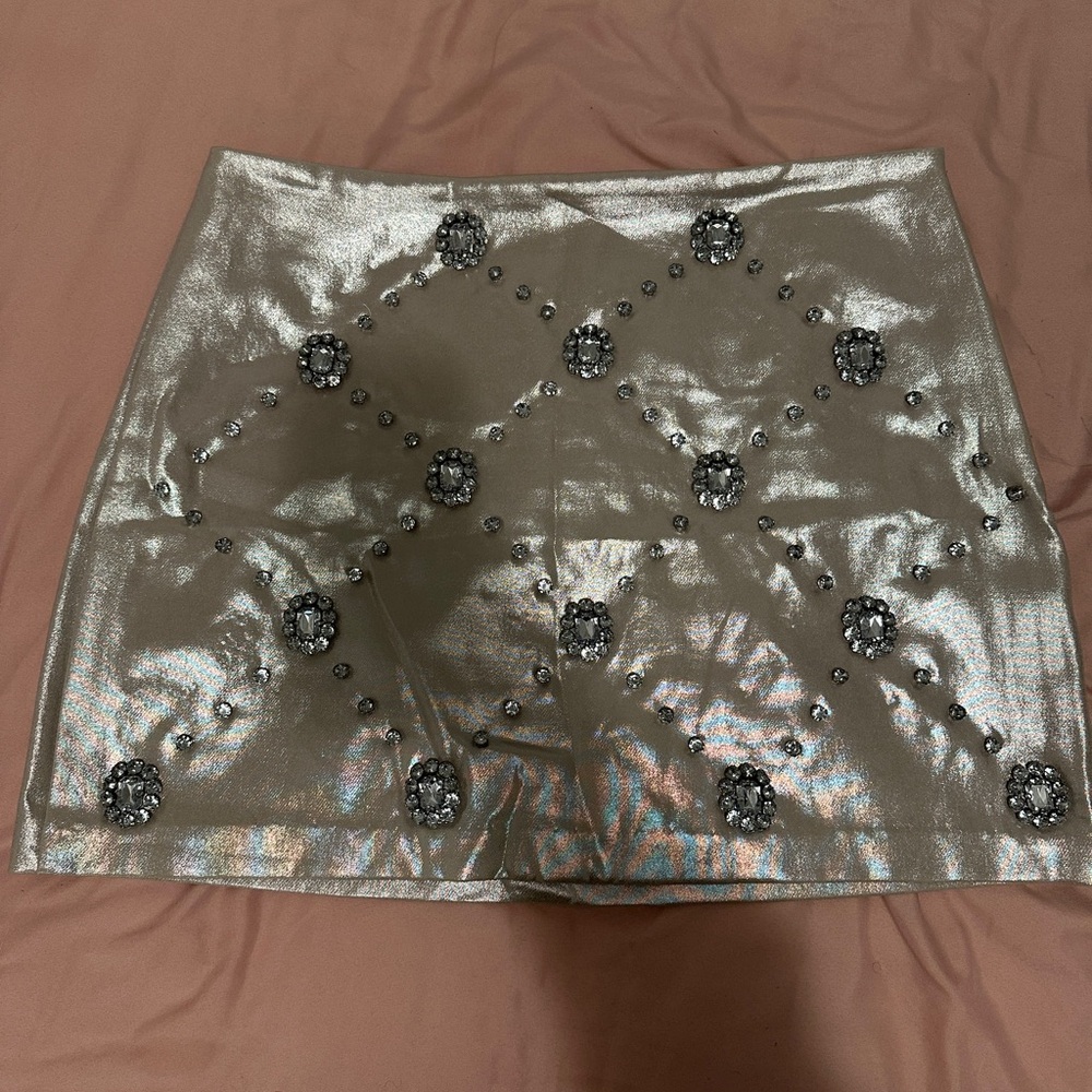 Express Metallic Embellished Skirt